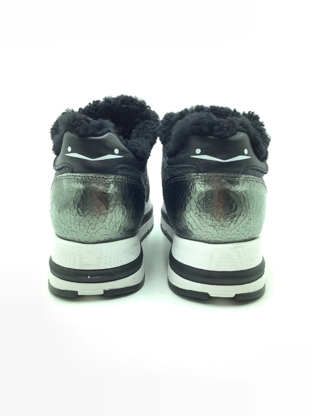 Viole Blanche Wool Sheer Trim Leather Sneakers Size: US 6.5/ EU 37